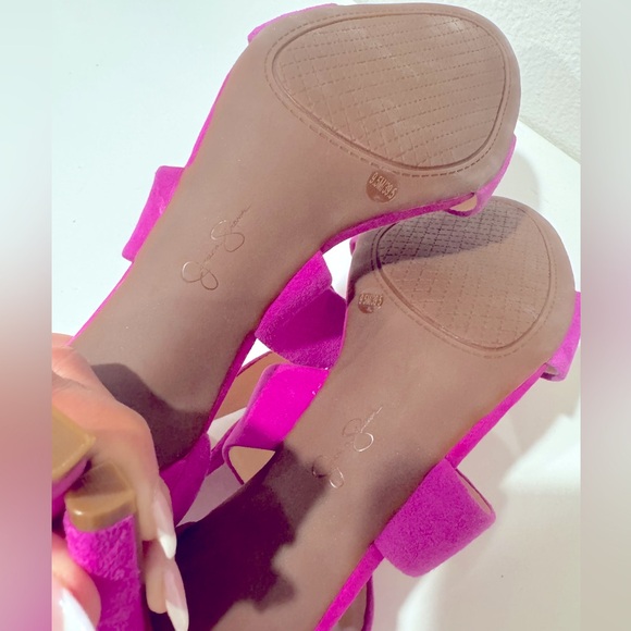 Jessica Simpson Magenta Pink Heel Open Toe Sandals Criss Cross Straps - Picture 6 of 6